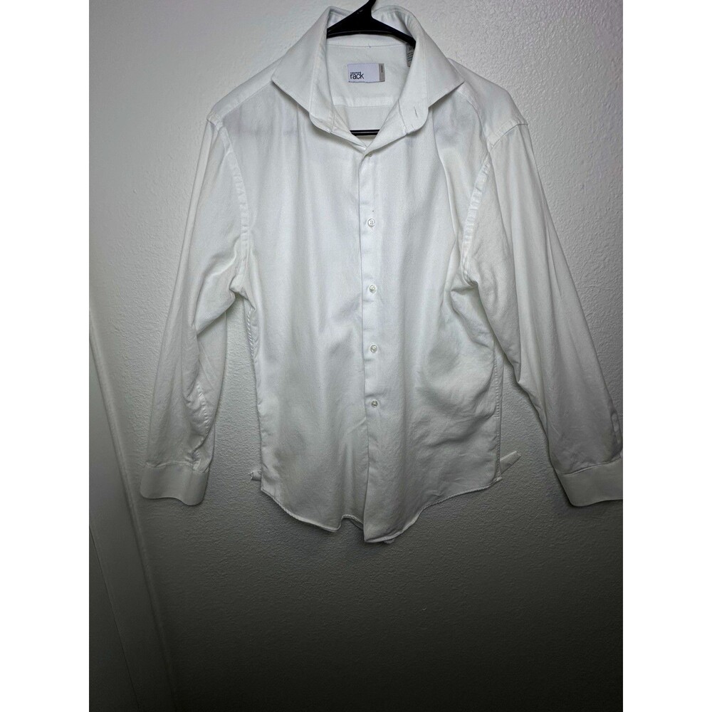 Nordstrom Rack Trim Fit White Solid Men's Dress Shirt 15.5 Neck 32/33